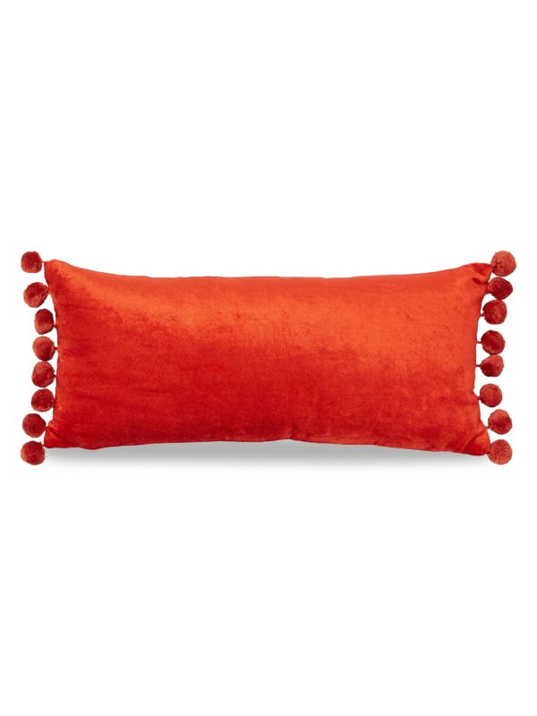 Roselli Jodhpur Pompom Velvet Lumbar Pillow